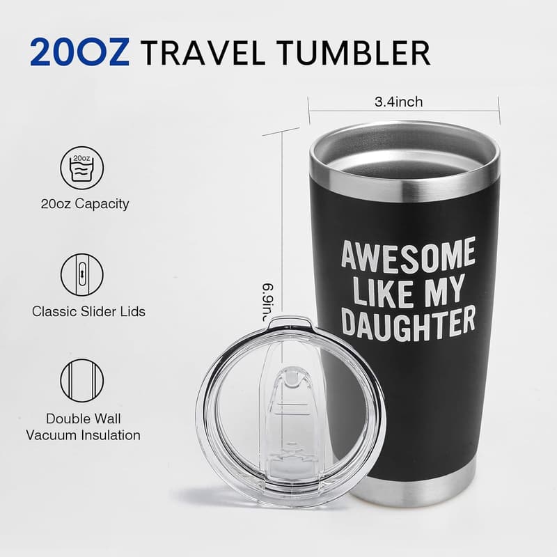 Father's Day Gift - Black Coffee Tumbler for Dad - 20 oz