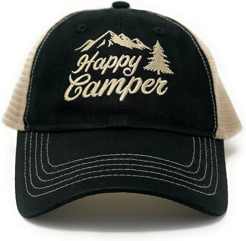 Camping Hat - Happy Camper Trucker Cap for Outdoor Lovers