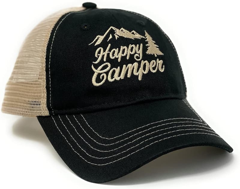 Camping Hat - Happy Camper Trucker Cap for Outdoor Lovers