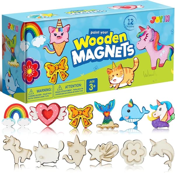 Kids Unicorn Wooden Magnets - 12 pcs Craft Set for Spring Fun