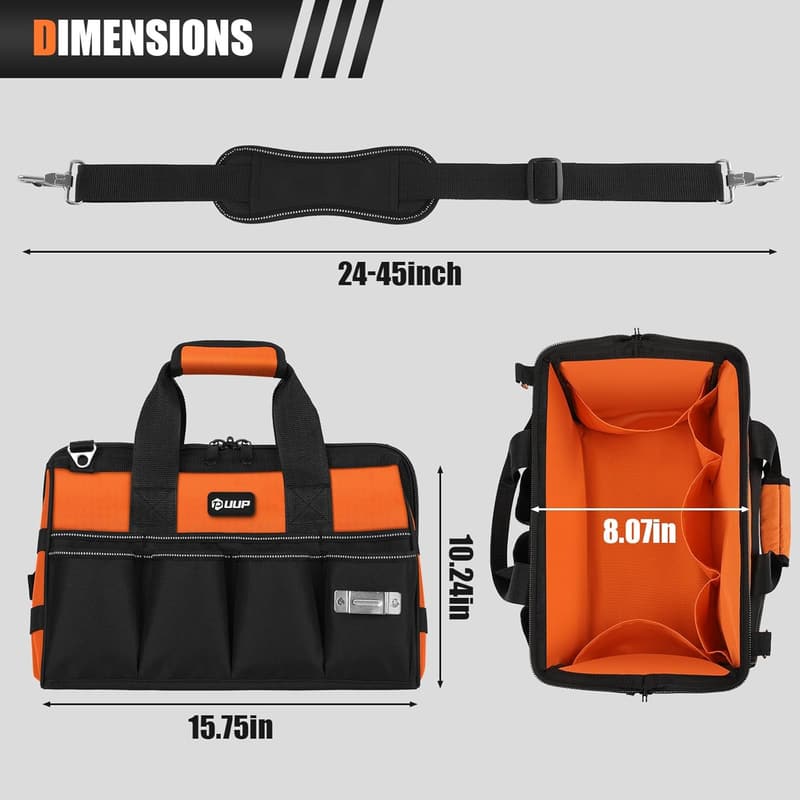 15-Inch Heavy Duty Tool Bag - 16-Pocket Organizer for Dad