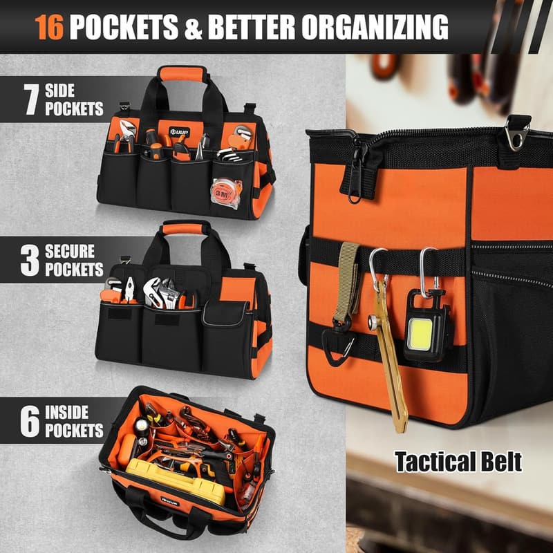 15-Inch Heavy Duty Tool Bag - 16-Pocket Organizer for Dad