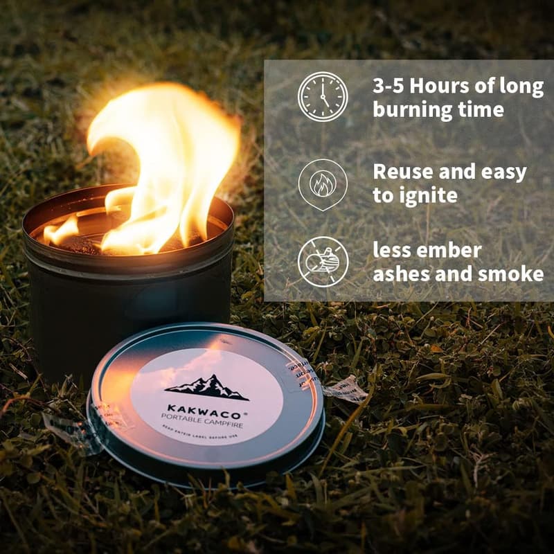 Portable Campfire Can - 2 Pack, 3-5 Hours Burn Time