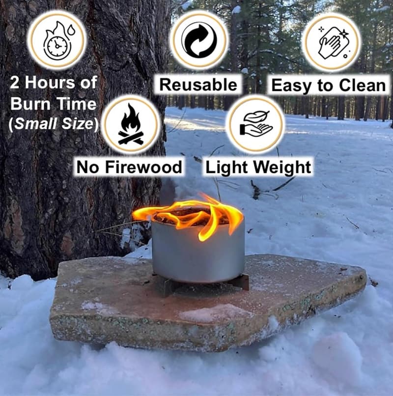 Portable Mini Campfire Can - Reusable, 5-Hour Burn Time