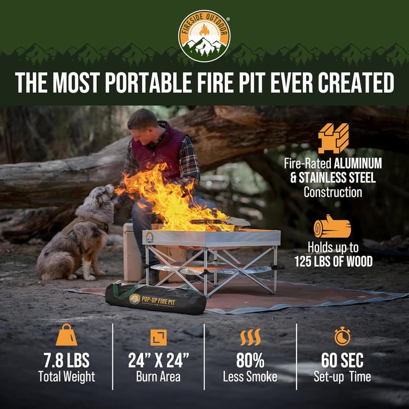 Portable Outdoor Fire Pit for Camping & Backyard Use, 24”