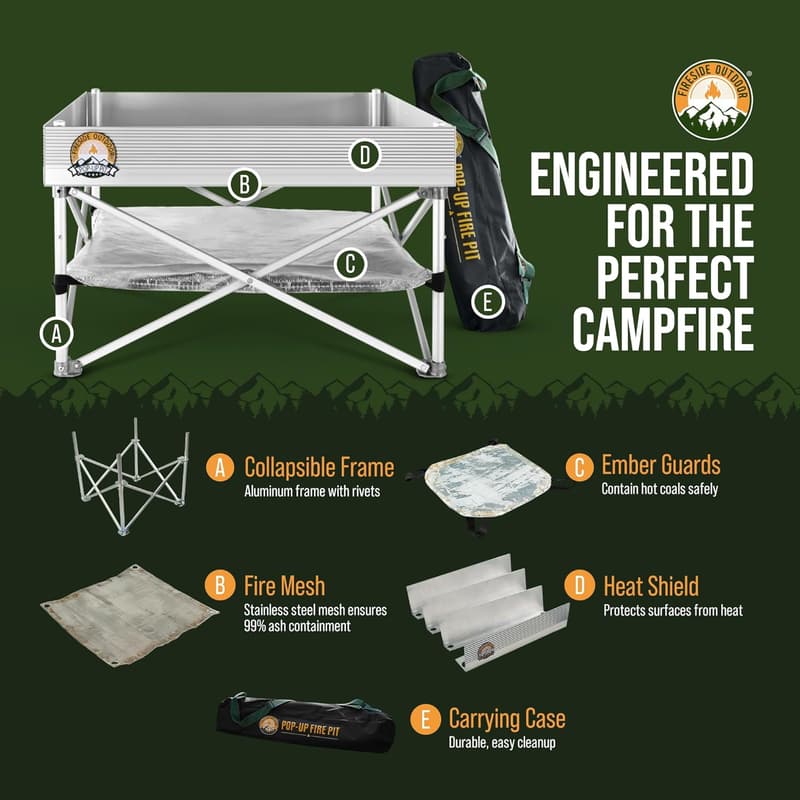 Portable Outdoor Fire Pit for Camping & Backyard Use, 24”