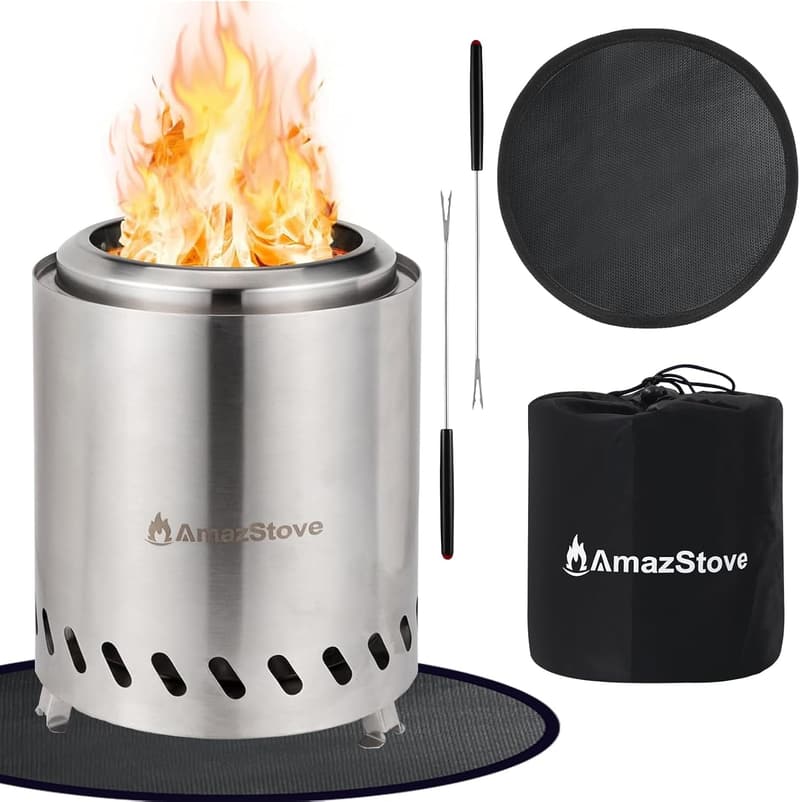 Outdoor Camping Tabletop Fire Pit - Low Smoke, Includes Travel Bag