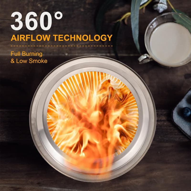 Outdoor Camping Tabletop Fire Pit - Low Smoke, Includes Travel Bag