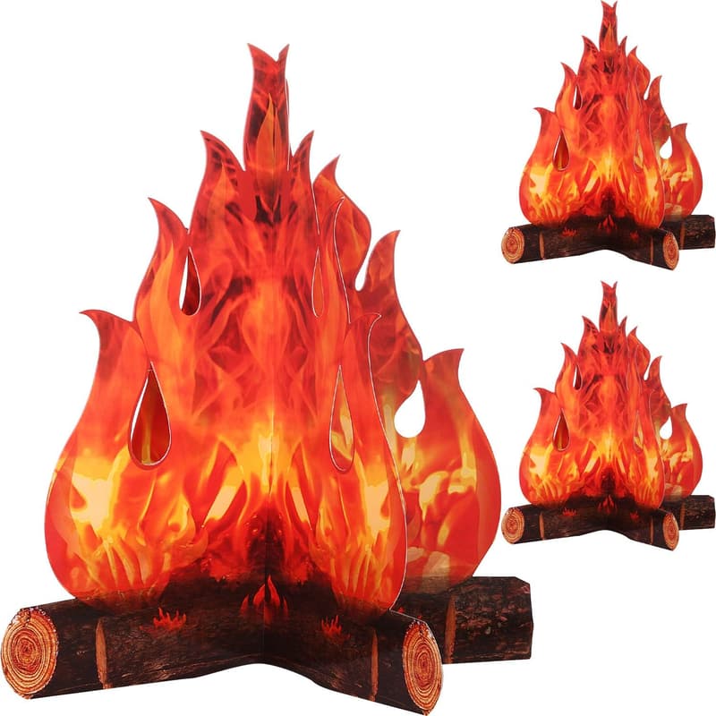 3D Cardboard Campfire Decoration Set for Parties
