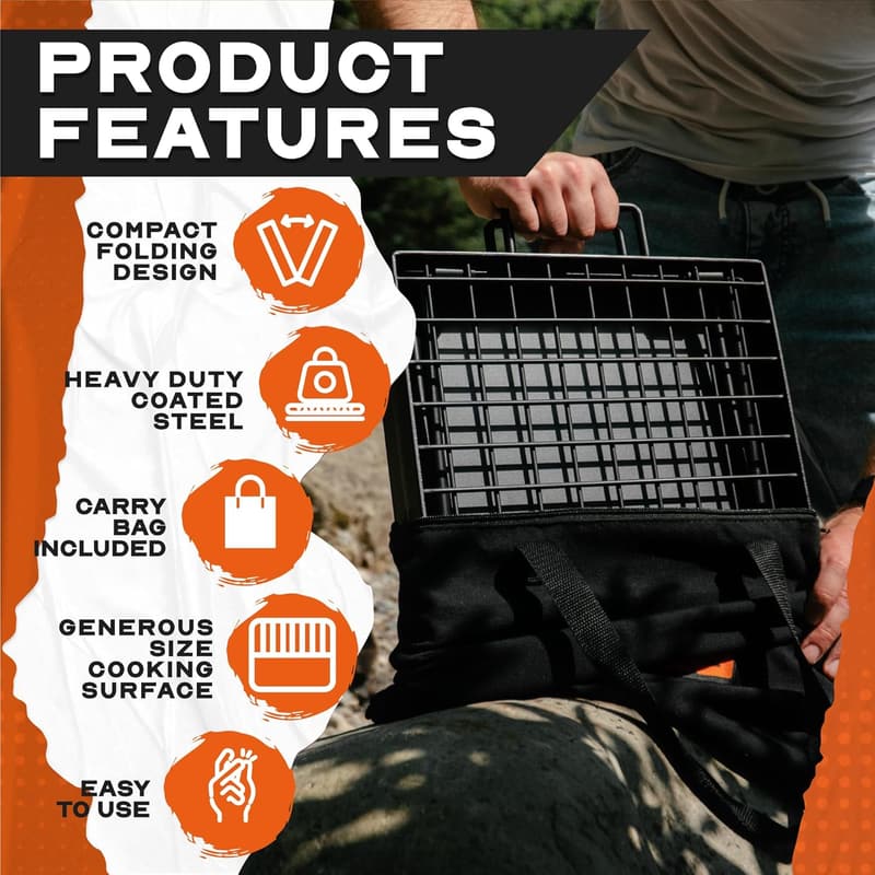 Compact Folding Campfire Grill and Griddle - 24