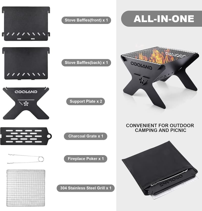 Portable Folding Charcoal Grill for Outdoor Cooking & Camping