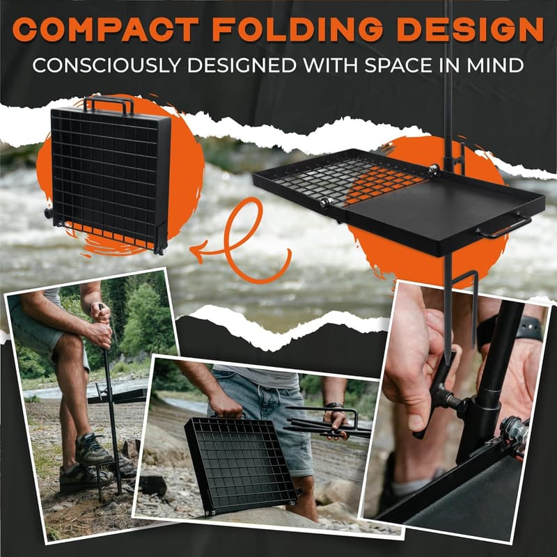 Heavy-Duty Folding Campfire Grill & Griddle, 24