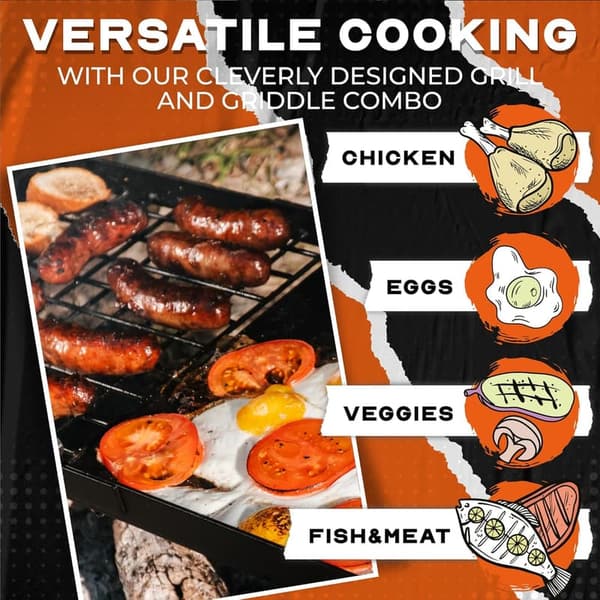 Heavy-Duty Folding Campfire Grill & Griddle, 24