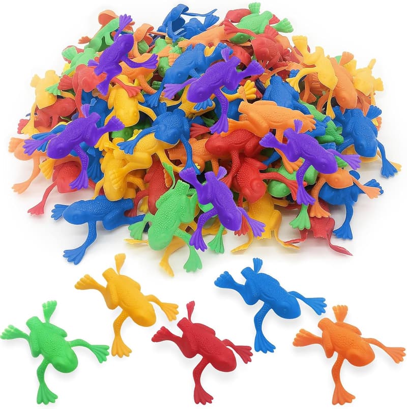 Jumping Frog Toys - 144 Assorted Color Plastic Party Favors