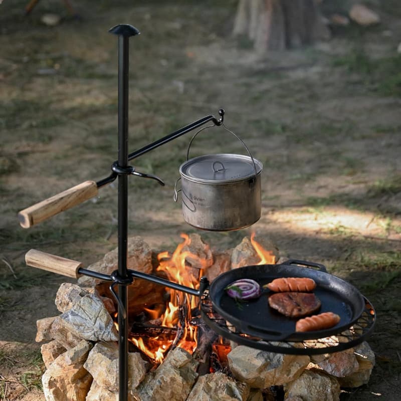 Heavy-Duty Adjustable Swivel Campfire Grill for Outdoor BBQ