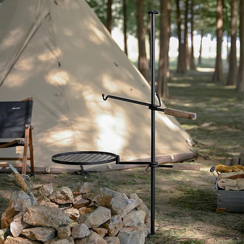 Heavy-Duty Adjustable Swivel Campfire Grill for Outdoor BBQ