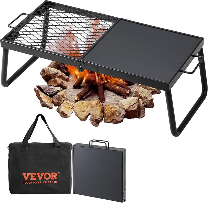 Portable Campfire Grill with Heavy Duty Steel Grate - 22.4