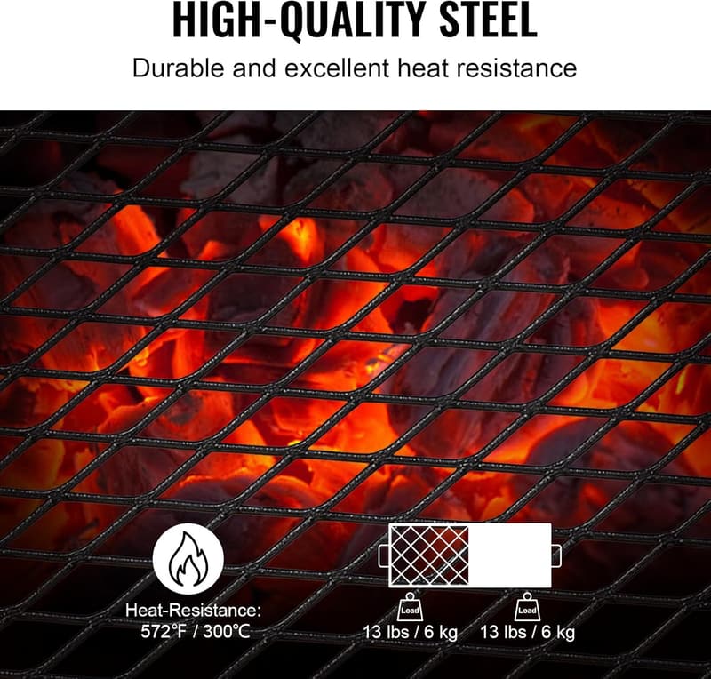 Portable Campfire Grill with Heavy Duty Steel Grate - 22.4