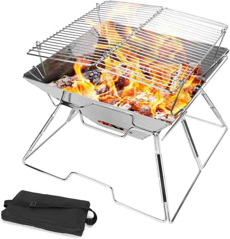 Portable Stainless Steel Campfire Grill for Outdoor Picnics