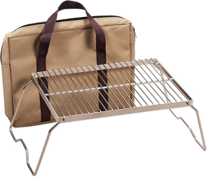Folding Heavy-Duty Campfire Grill with Carrying Bag