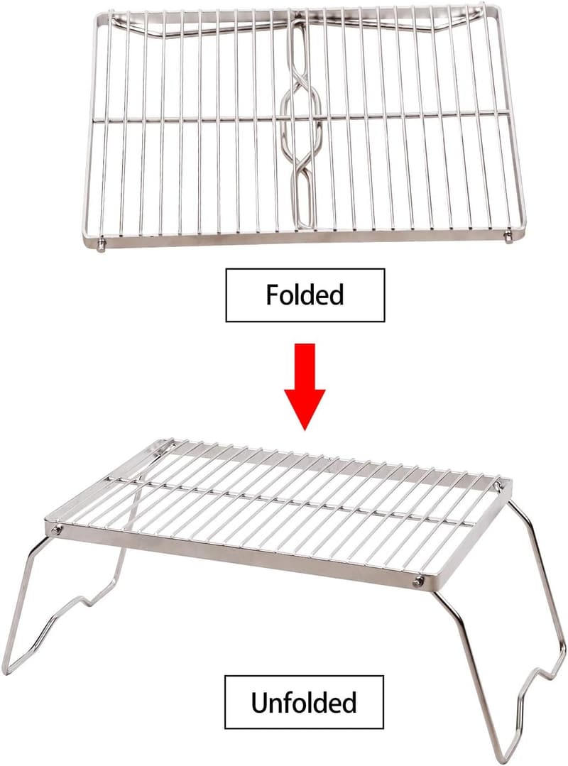 Folding Heavy-Duty Campfire Grill with Carrying Bag
