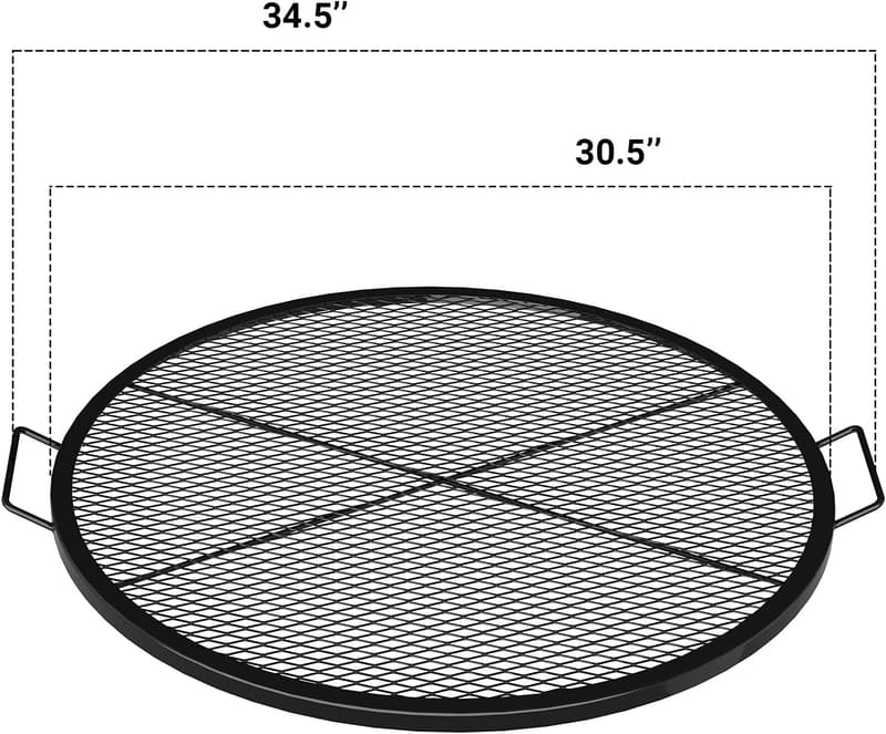 30-Inch Round Grill Grate for Camping and BBQ Cooking