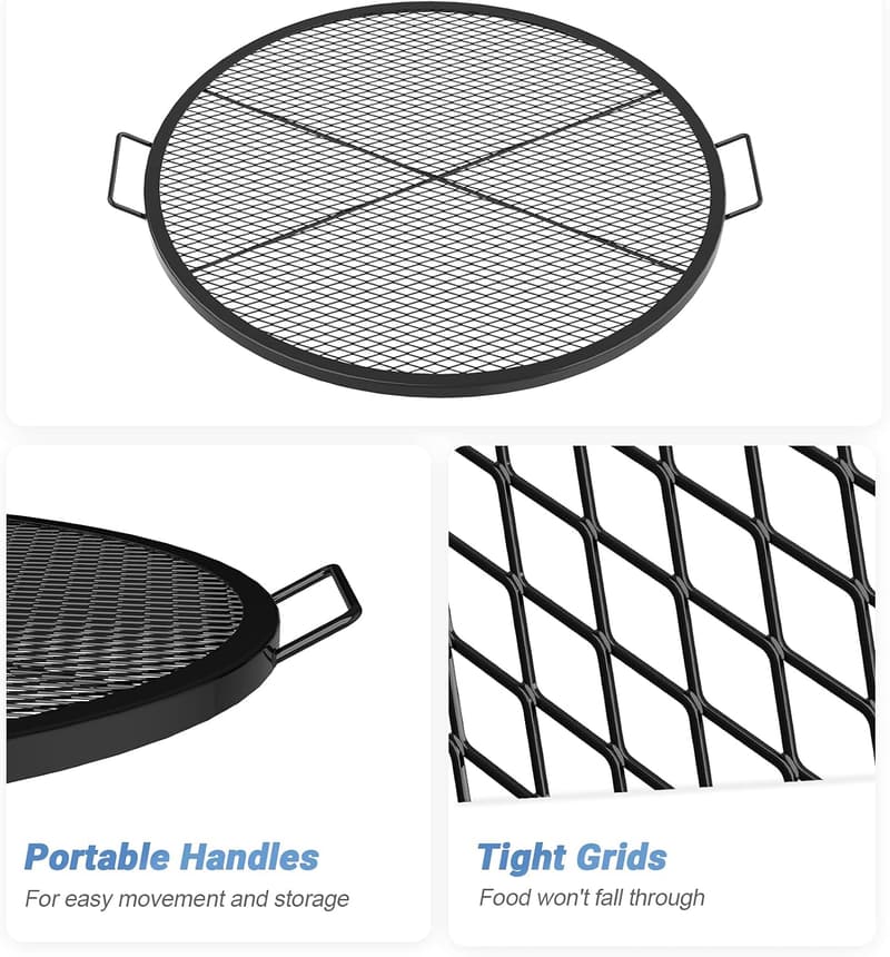 30-Inch Round Grill Grate for Camping and BBQ Cooking