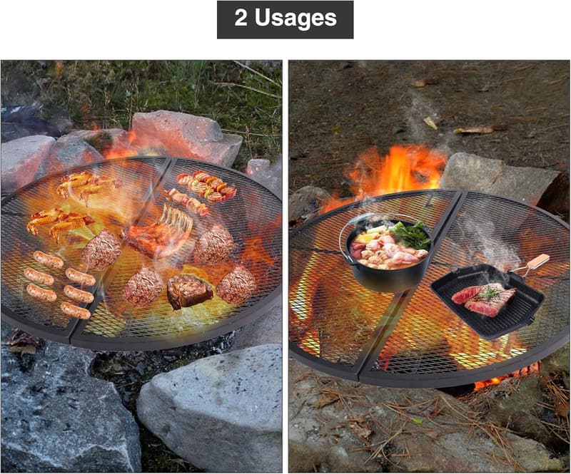 Portable 36-Inch Heavy-Duty Fire Pit Grill Grate for BBQ