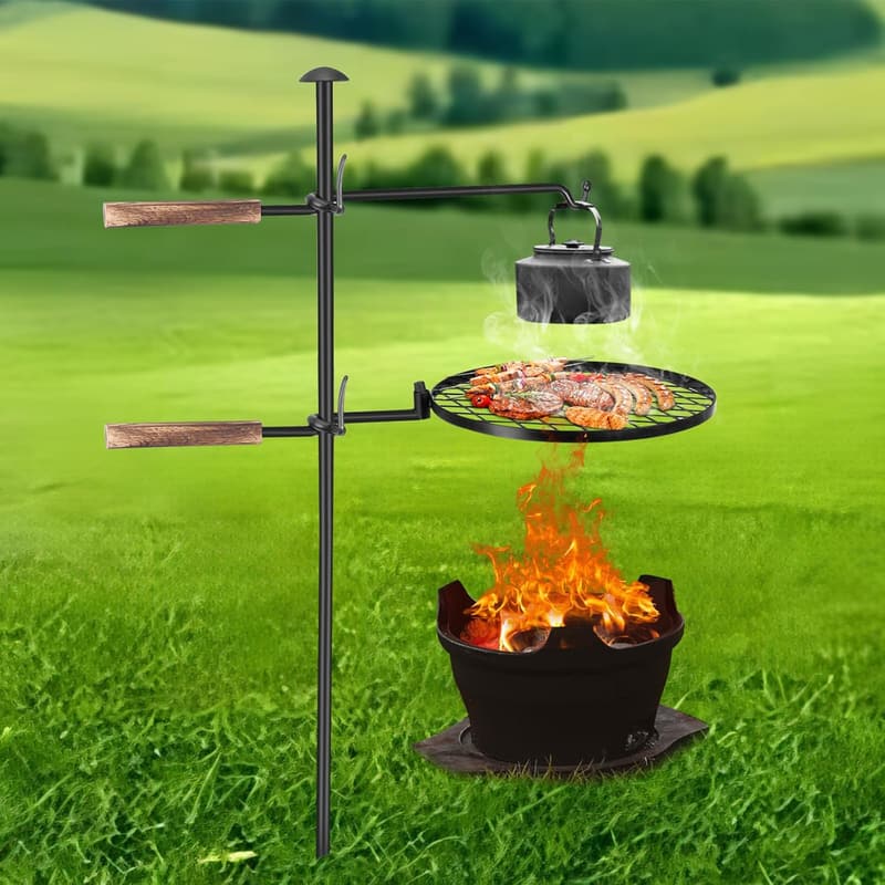 Adjustable 360° Campfire Grill for Outdoor BBQ Cooking