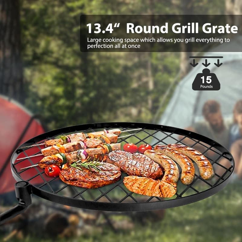 Adjustable 360° Campfire Grill for Outdoor BBQ Cooking