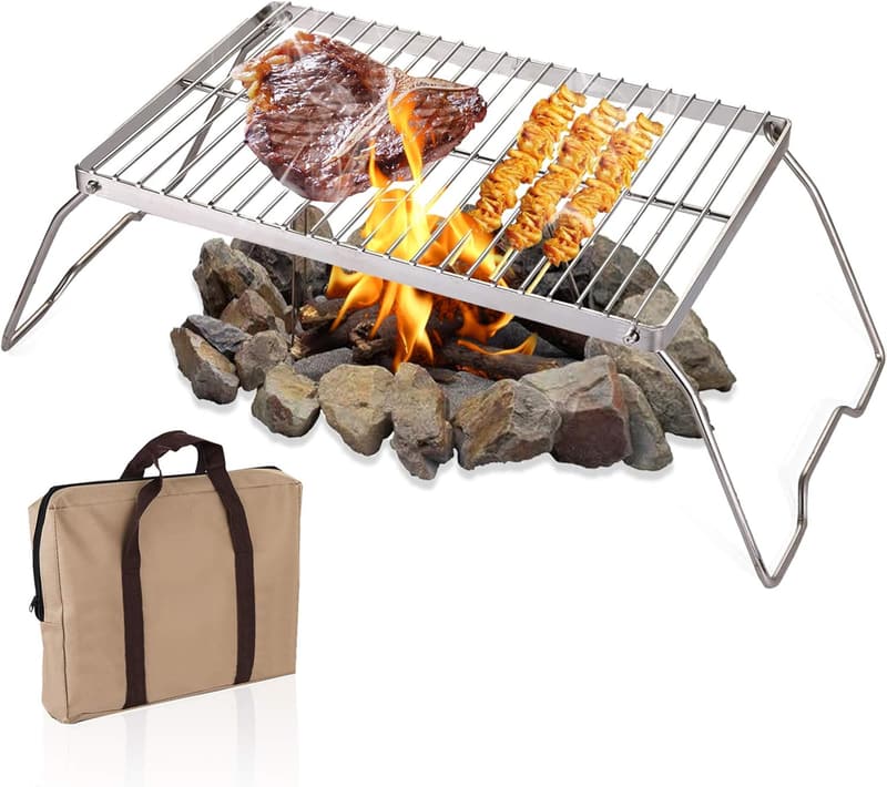 Portable 304 Stainless Steel Campfire Grill with Bag