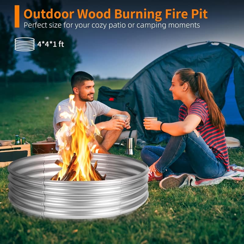 Heavy-Duty Galvanized Campfire Ring for Backyard Bonfires