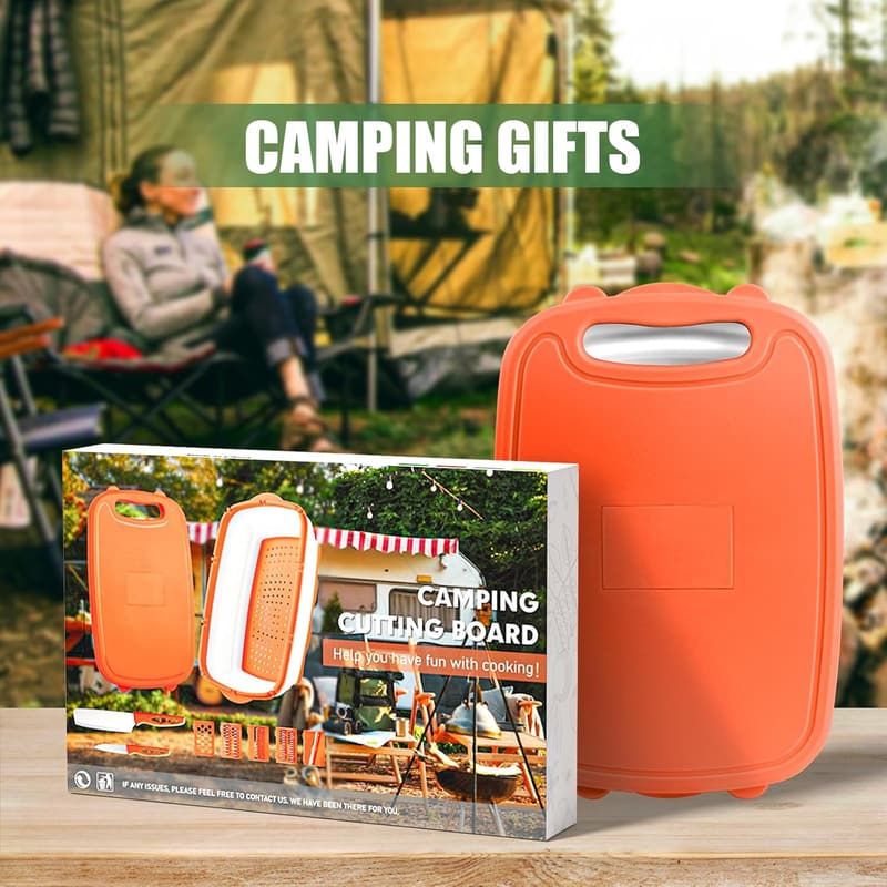 Collapsible Cutting Board with Colander - 9-in-1 Camping Accessory