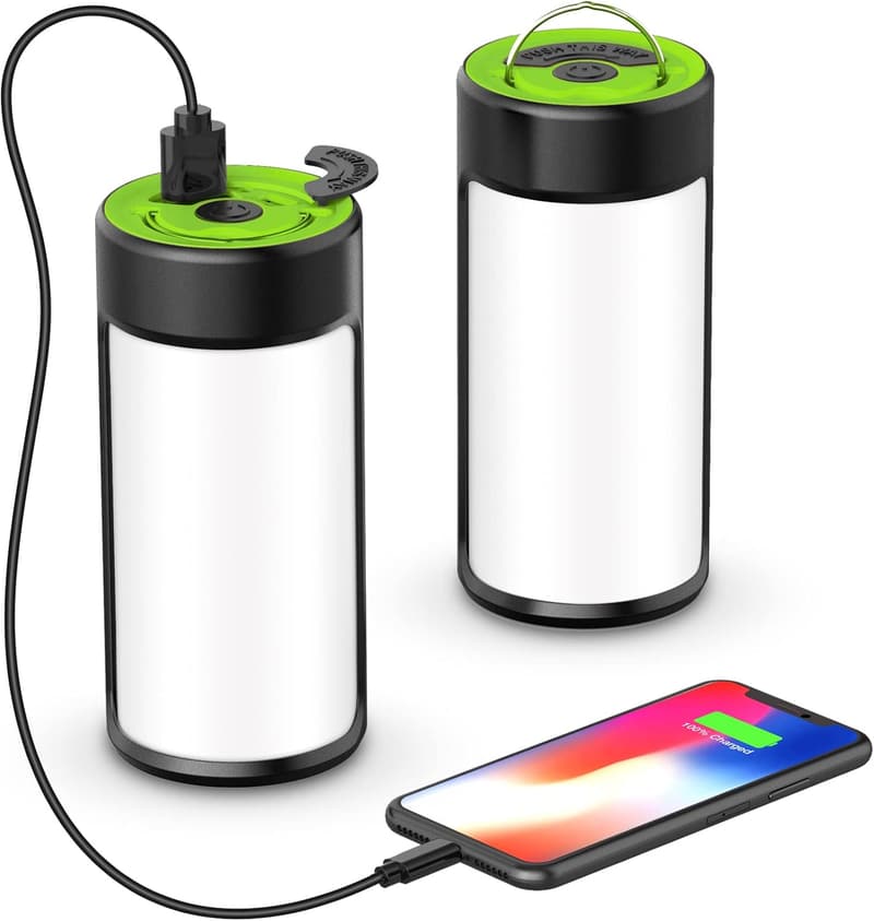 Rechargeable LED Camping Lanterns - 400LM, Water-Resistant (2-Pack)