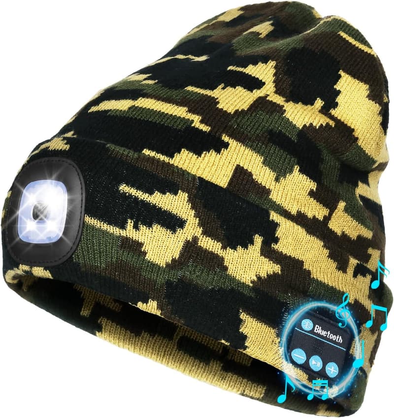 USB Rechargeable Bluetooth Beanie with LED Light – Unisex Gift