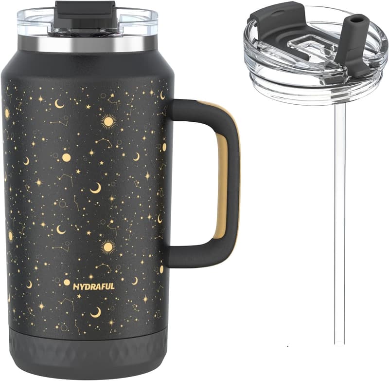Insulated 64 oz Stainless Steel Tumbler with Handle & Straw