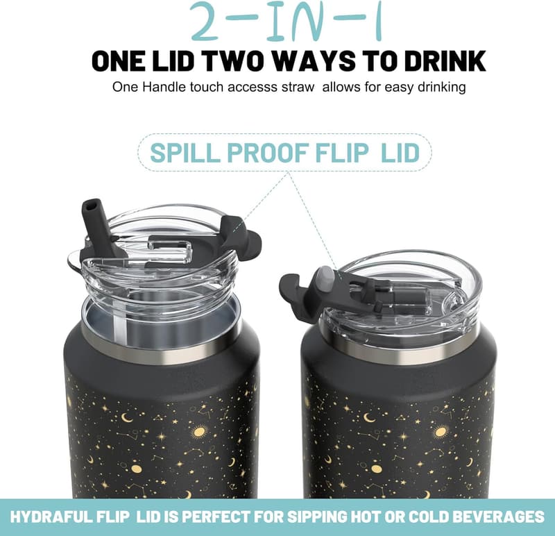Insulated 64 oz Stainless Steel Tumbler with Handle & Straw