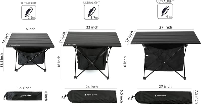 Ultralight Aluminum Portable Camping Table with Storage Bag