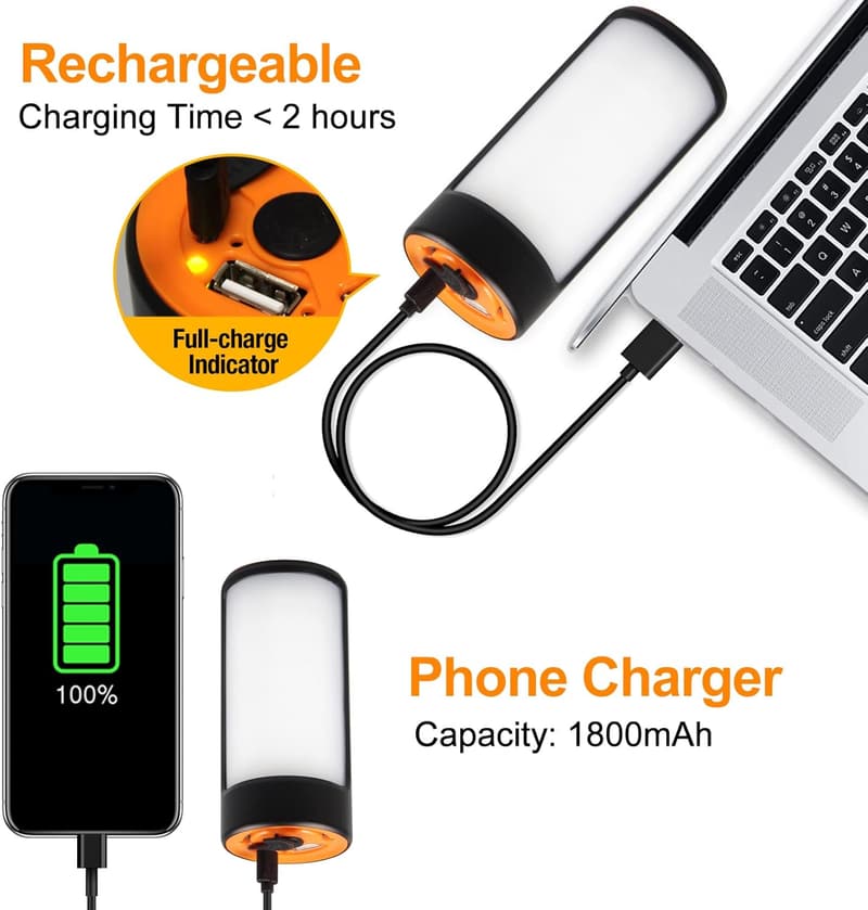 Rechargeable LED Camping Lanterns - 400LM, Water-Resistant (4 Pack)