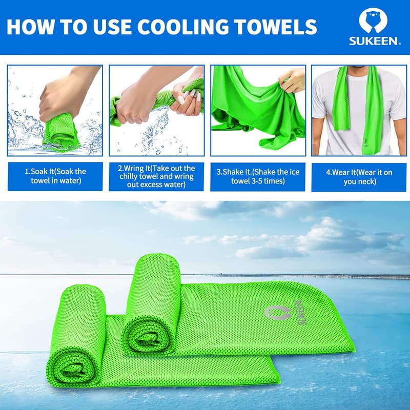 Cooling Towels Set - Soft Microfiber for Sports & Fitness (4 Pack)