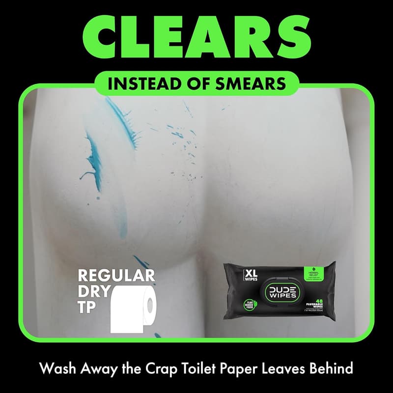 Herbal Flushable Wipes for Adults - 3 Pack of 144 Extra-Large
