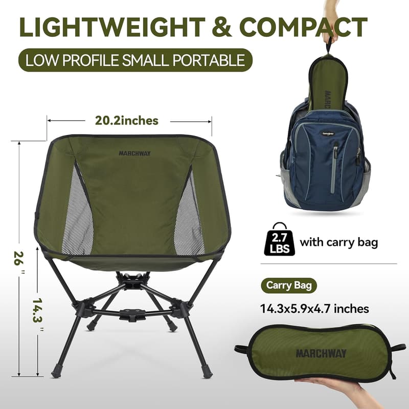 Portable Folding Camping Chair – Lightweight, Supports 330lbs (Green)