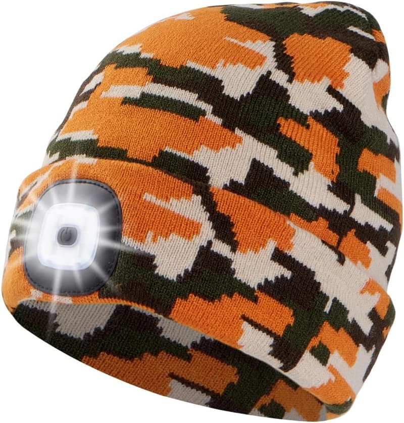 Winter Safety Beanie Hat with Rechargeable LED Light for Men and Women