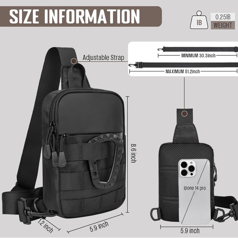 Waterproof Mini Sling Bag for Men - Tactical EDC Crossbody