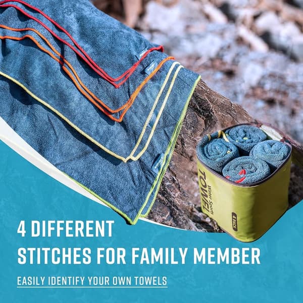Quick-Dry Microfiber Camping Towels - 4 Pack with Waterproof Bag