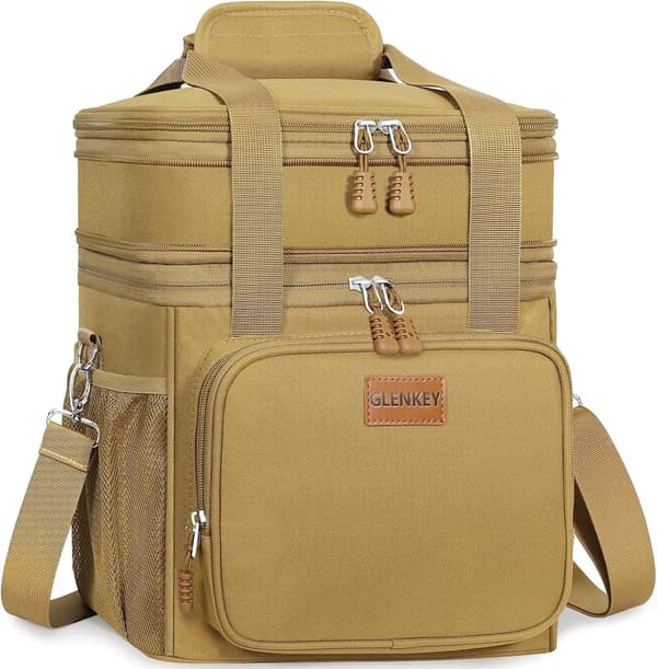 Insulated Large Expandable Lunch Bag for Adults, 16L - Brown