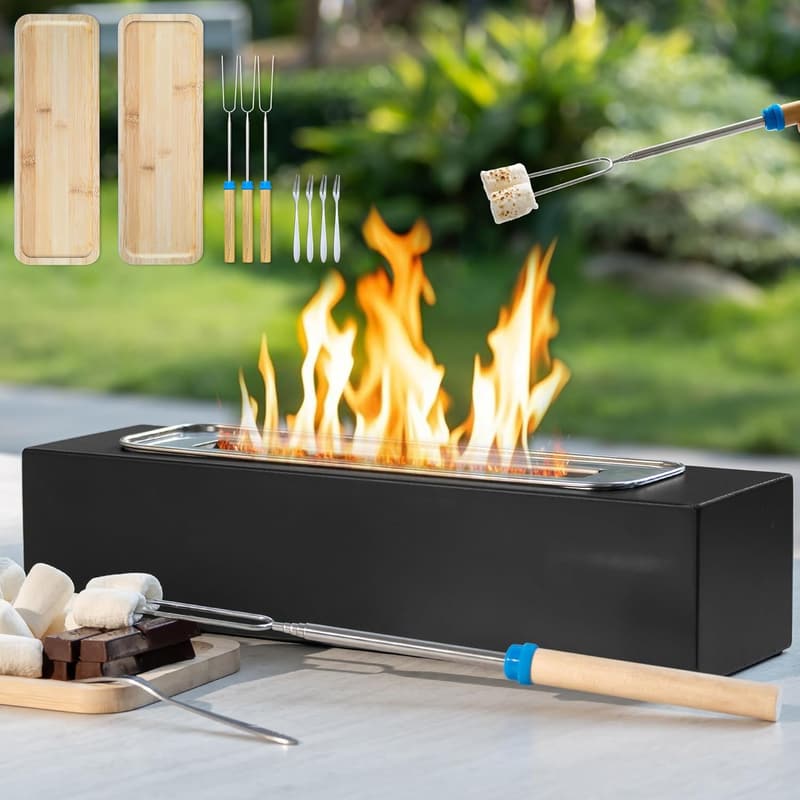Portable Tabletop Fire Pit with S'mores Kit for Outdoor Fun