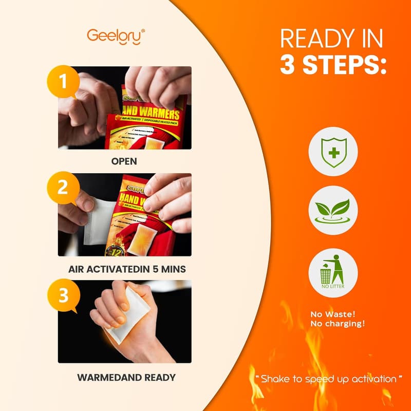 Portable Disposable Hand Warmers - Long Lasting Up to 12 Hours