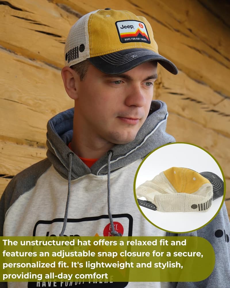 Jeep Trucker Hat - Garment Washed, Unstructured, Outdoor Fun