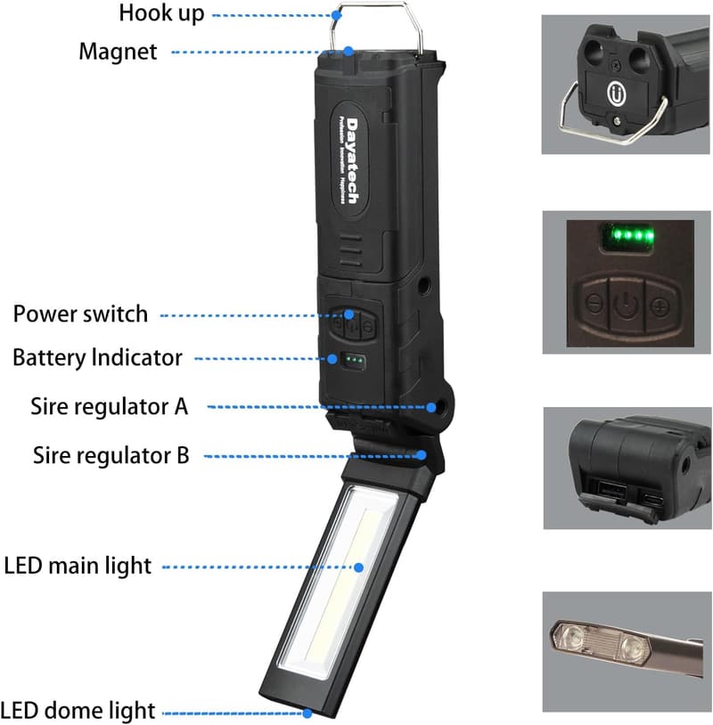 Rechargeable LED Work Light with Magnetic Base for Men